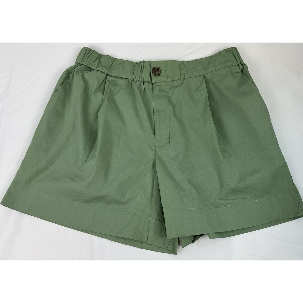 A New Day Womens Green Pleated High Waist Pull On Shorts Size M